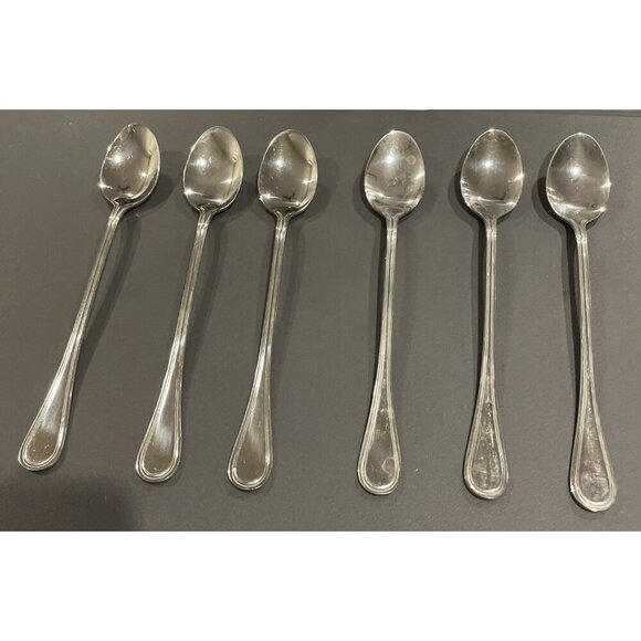Wallace WAS159 Glossy Outline 18/10 Stainless Flatware Ice Tea Spoons Set Of 6 - Picture 1 of 5